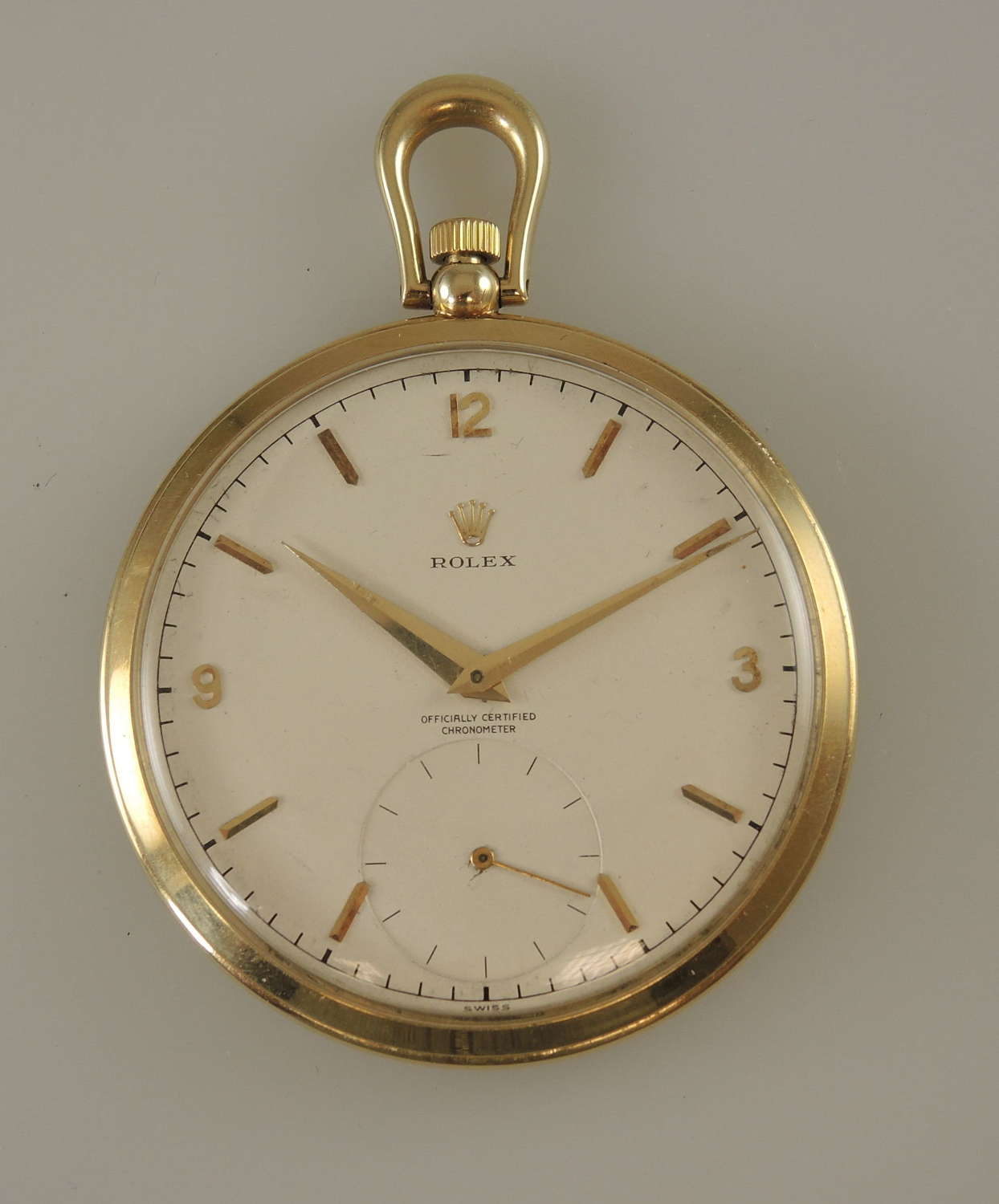 14K gold Rolex pocket watch. Officially Certified Chronometer c1989