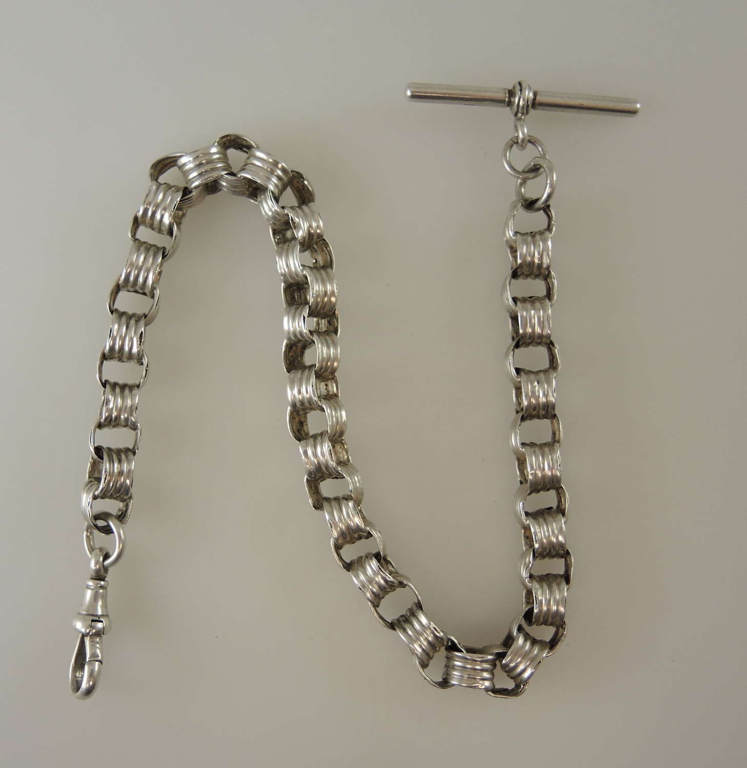 Victorian silver pocket watch chain c1890