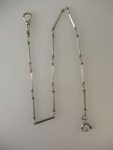 Art Deco white gold filled watch chain c1930