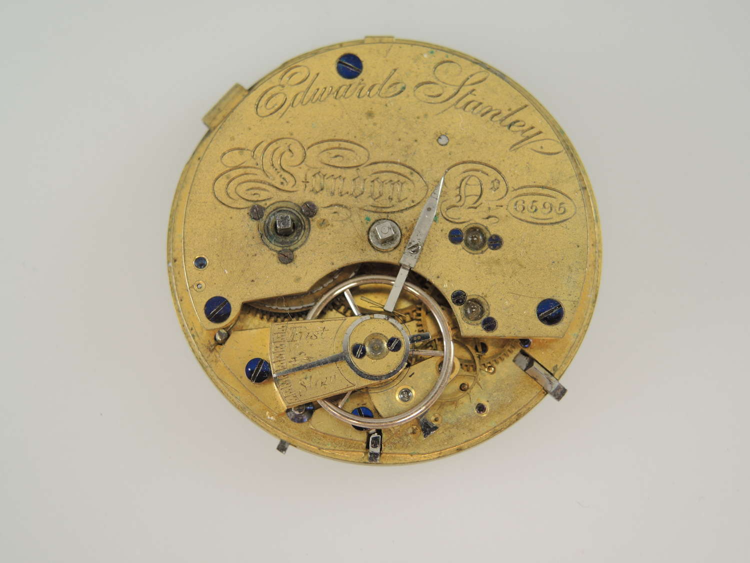 English fusee lever movement by Stanley c1850