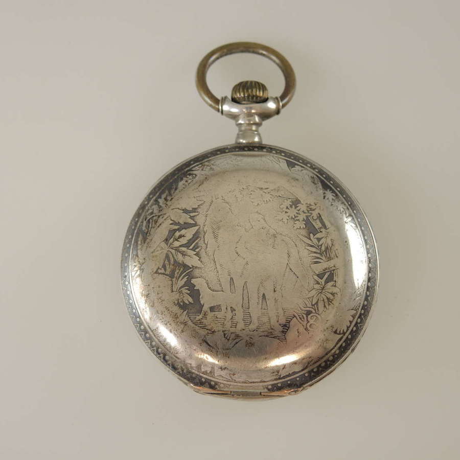 Silver and niello pocket watch c1890