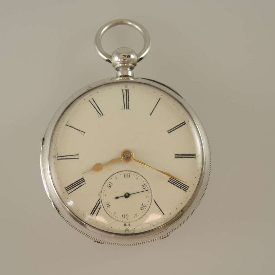 English silver pocket watch by Rhodes, Kendal c1878