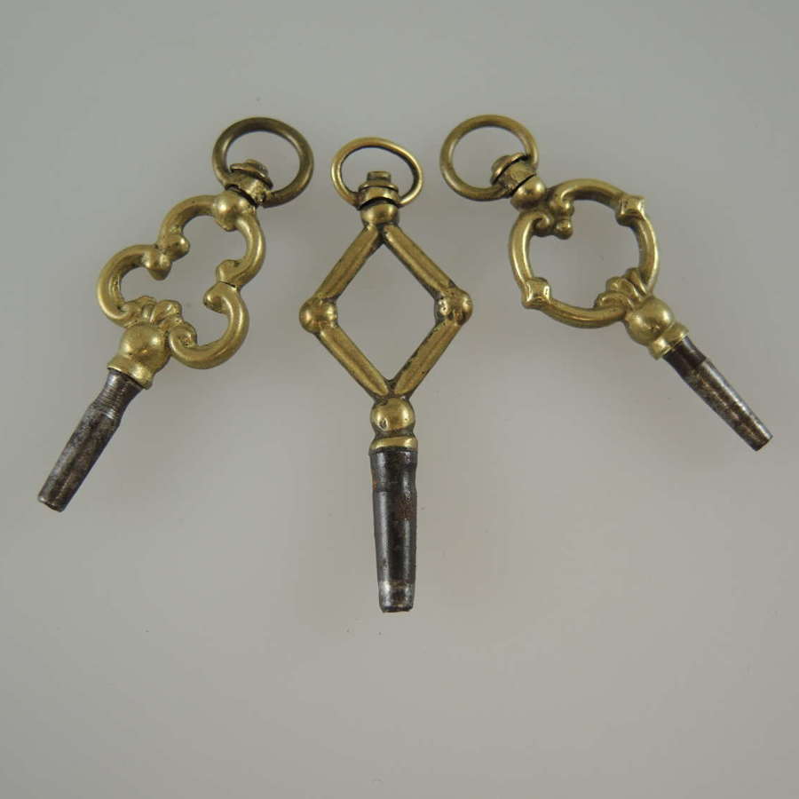 Group of 3 pocket watch keys c1880