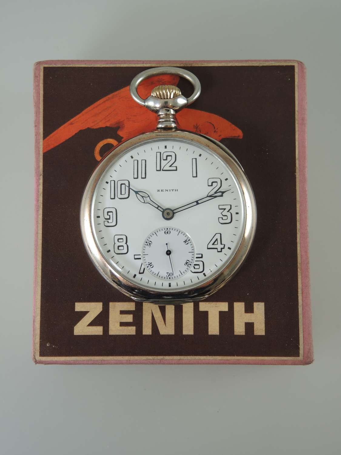 Silver 17J ZENITH Prima Grand Prix pocket watch c1925