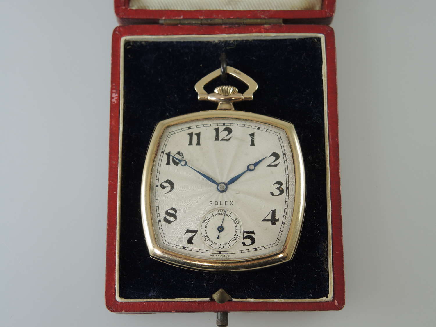 Rare 9K Gold Tonneau cased Rolex pocket watch c1905