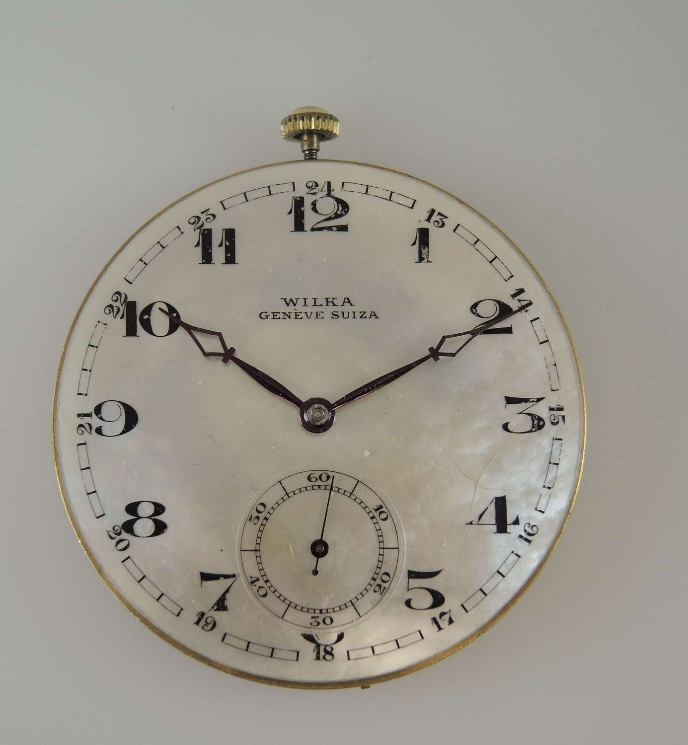 Rare Mother of pearl dial pocket watch movement c1900