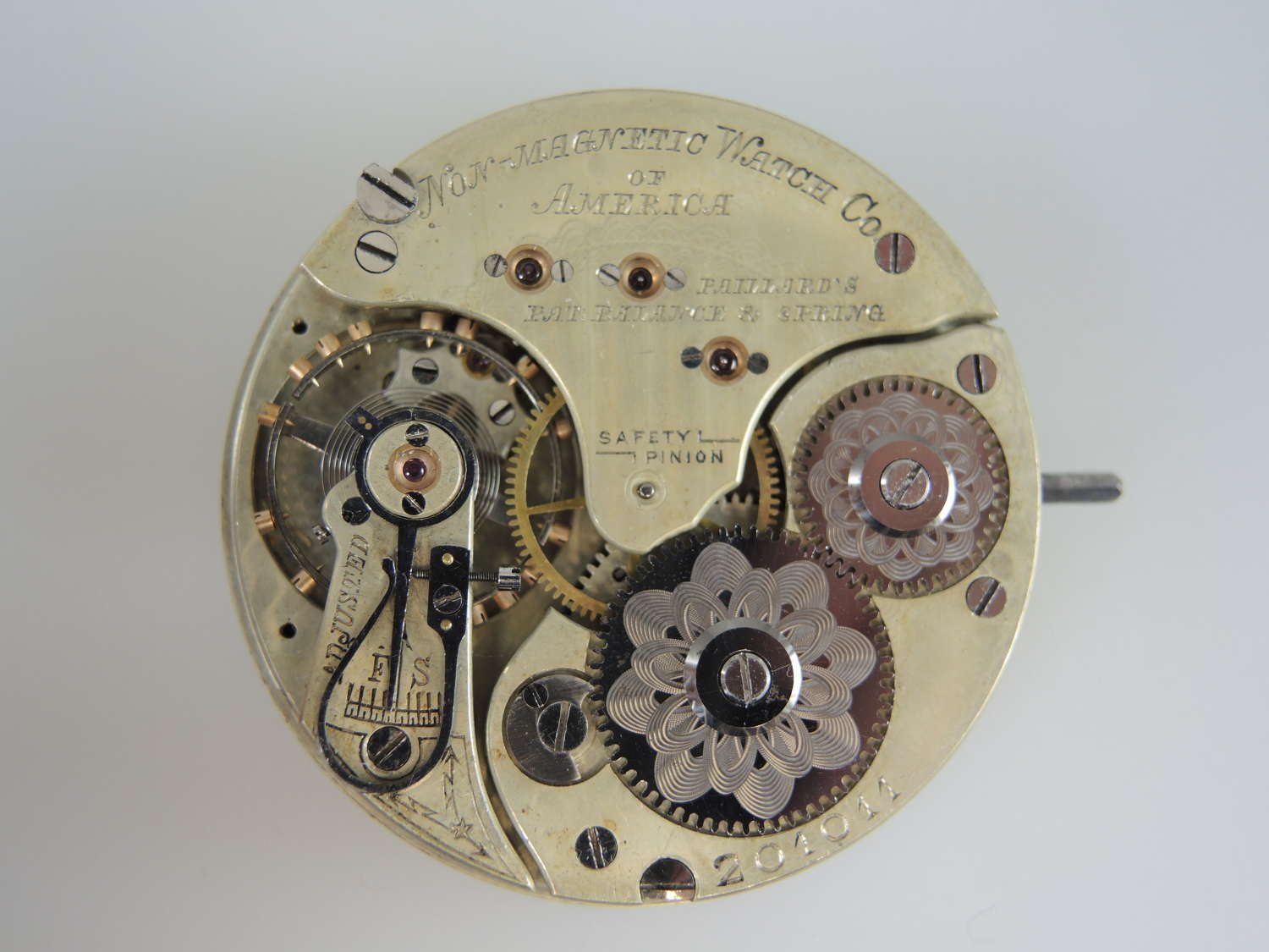 Swiss Non magnetic Watch Co of America pocket watch movement c1890