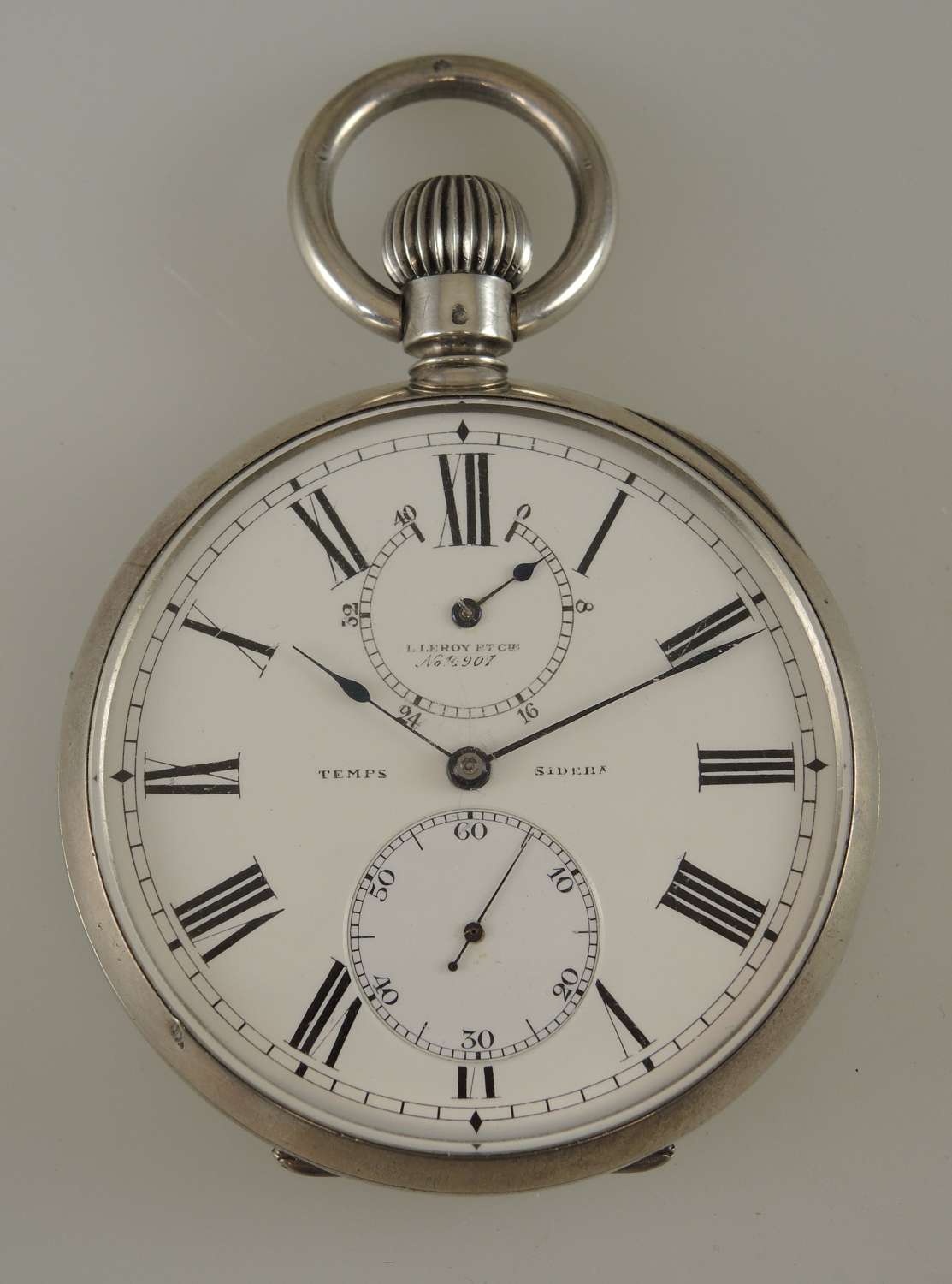 Rare oversized  silver Marine deck watch by LeRoy & Cie c1930