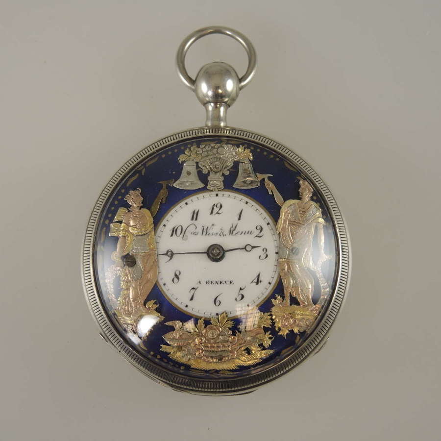 Silver Jacquemart Automata repeater verge pocket watch c1810
