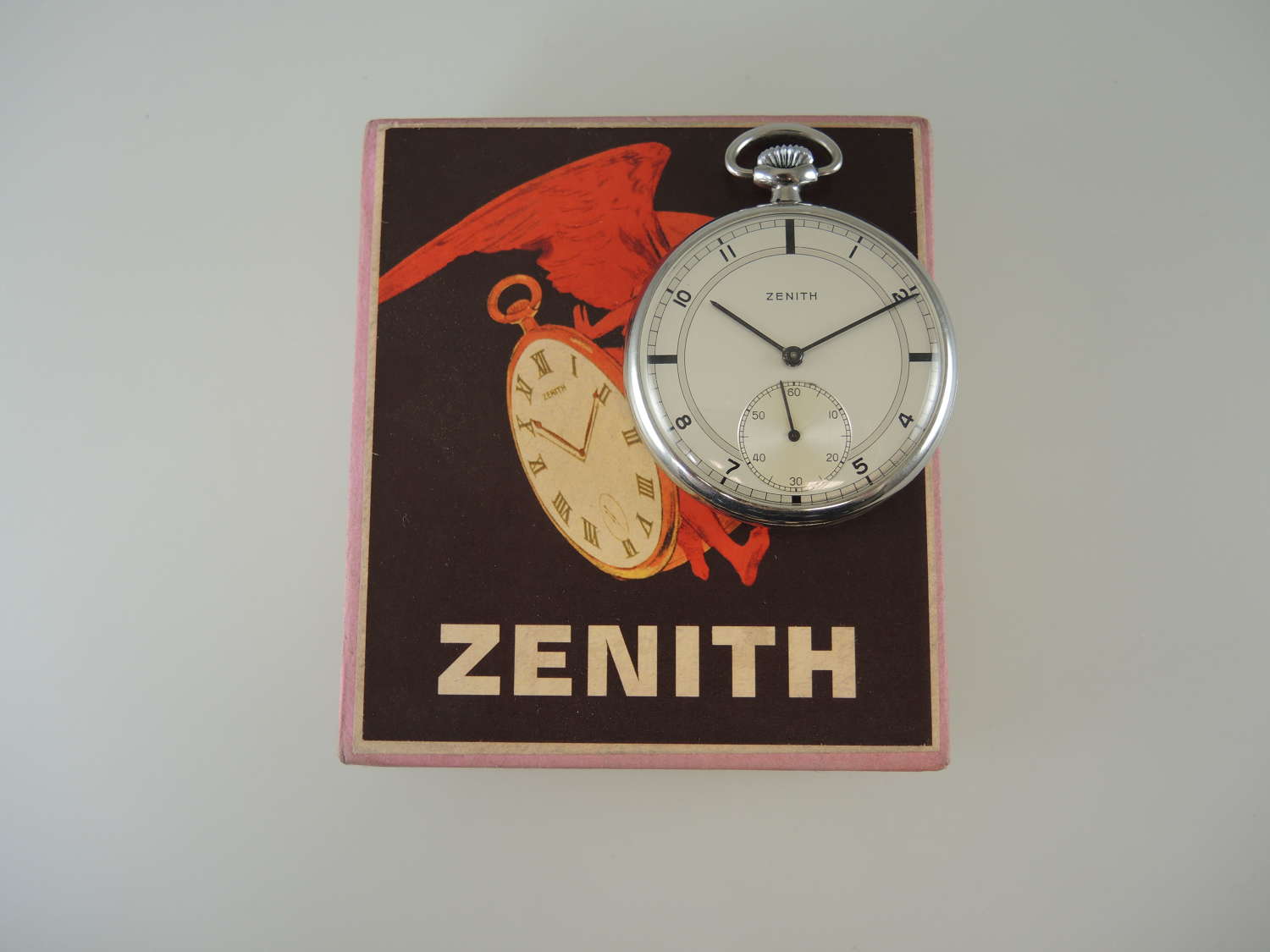 Vintage Zenith pocket watch with box c1930