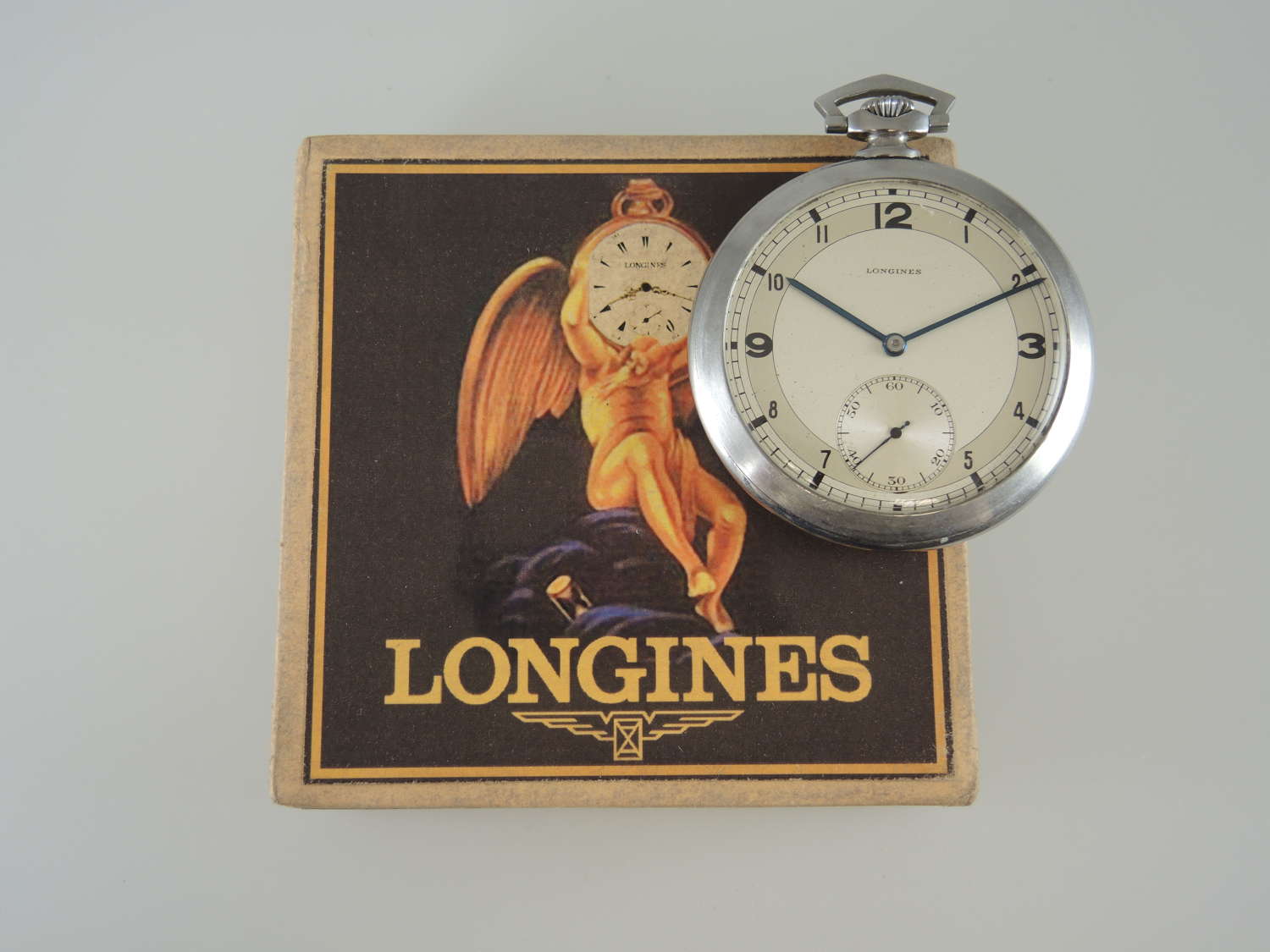 Vintage Longines pocket watch with box c1930