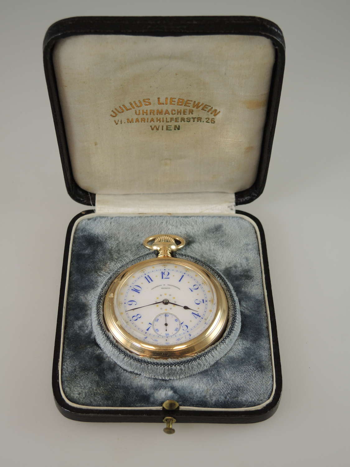 Large 14K gold fancy dial Vacheron & Constantin pocket watch c1908