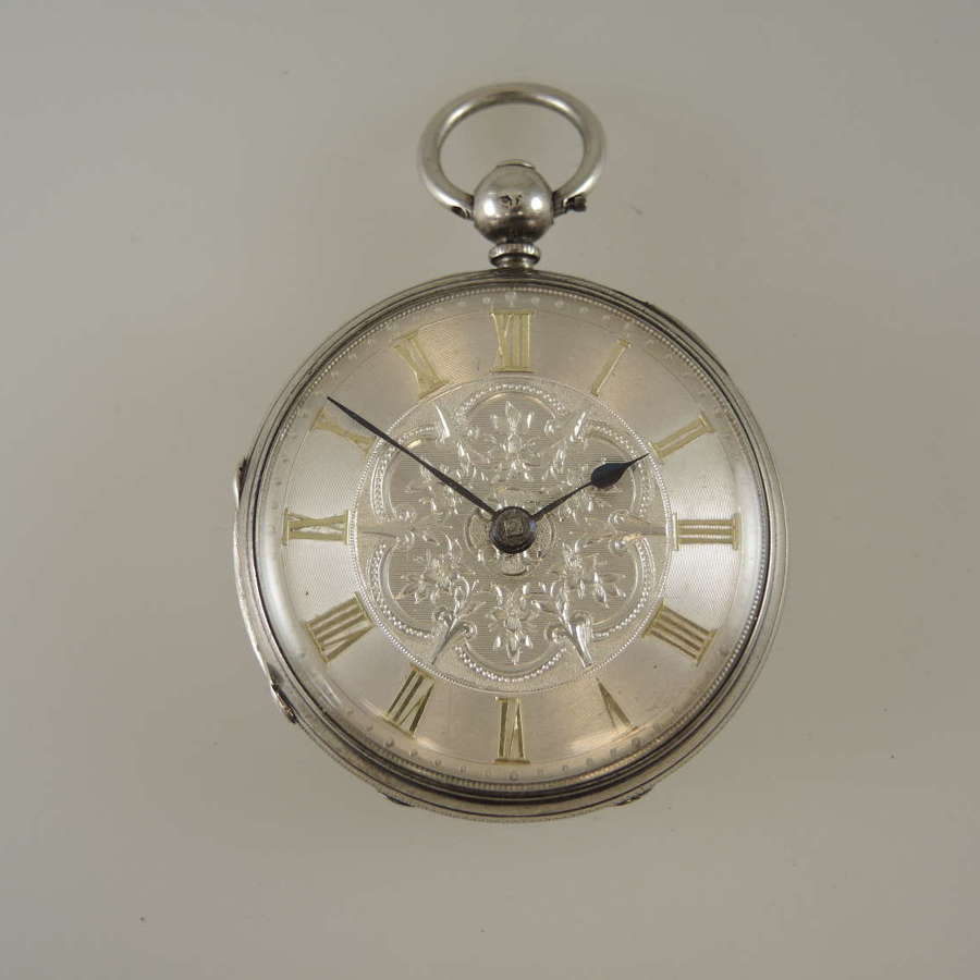 English silver fusee key wound pocket watch 1859