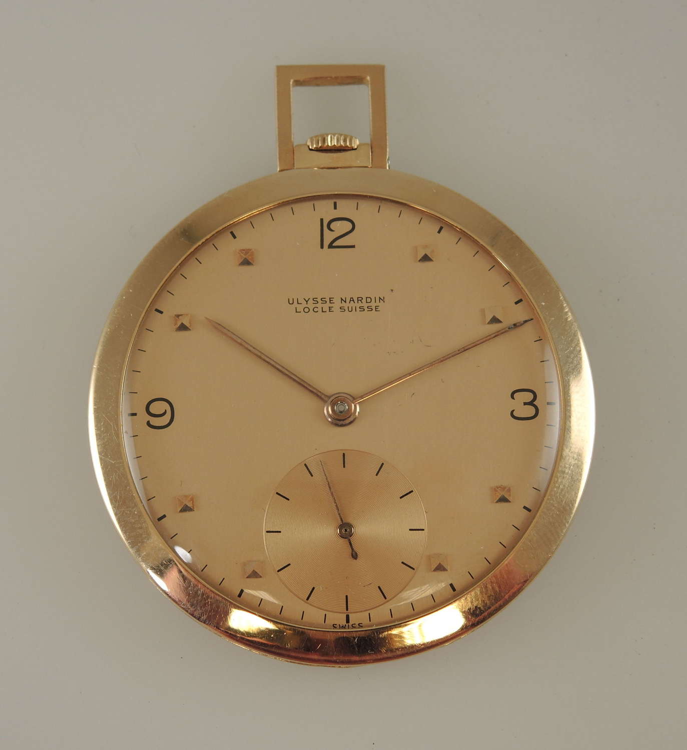 Pink 18K gold Ulysse Nardin pocket watch c1945