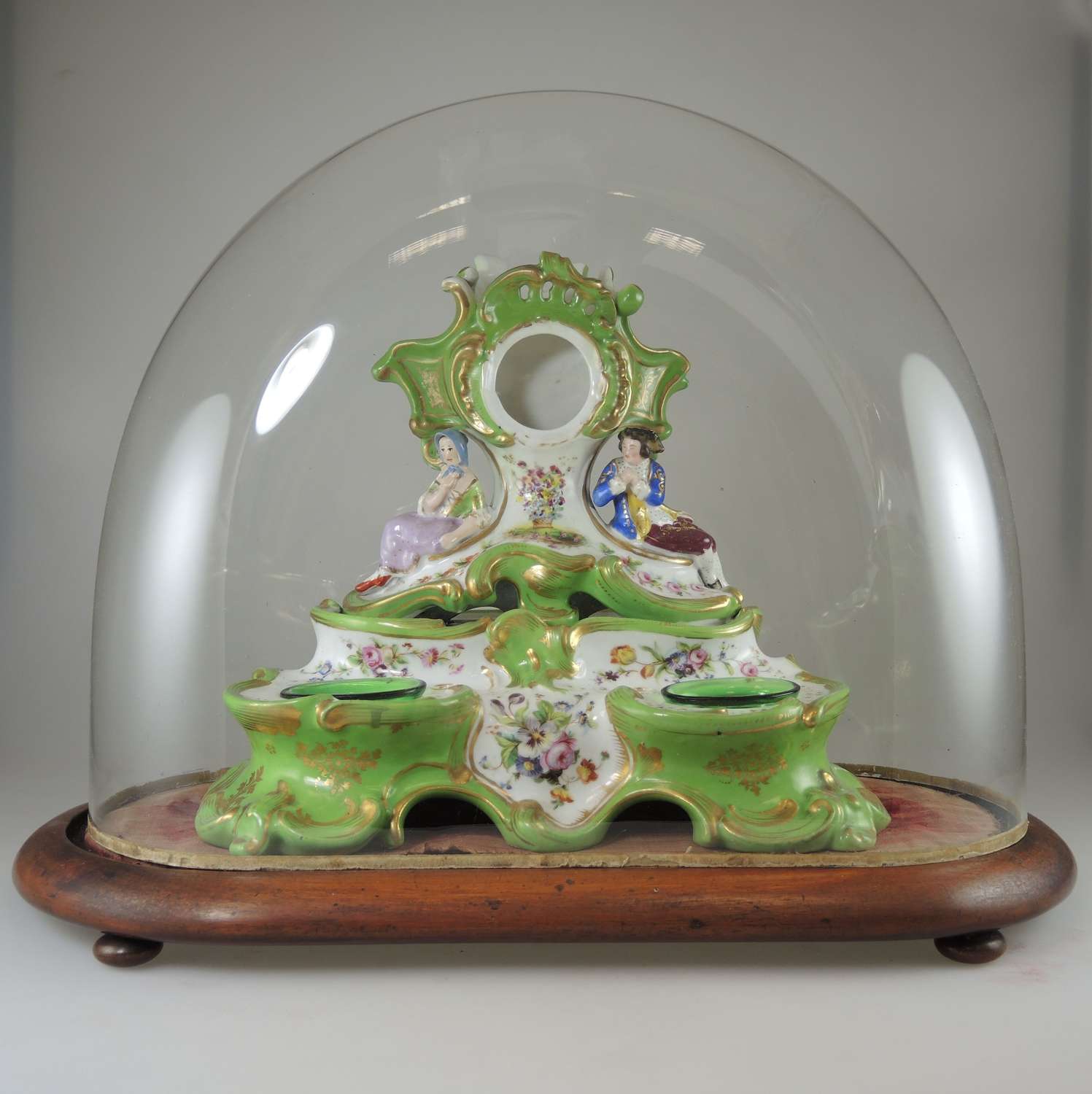 Large porcelain watch stand and desk compendium c1850