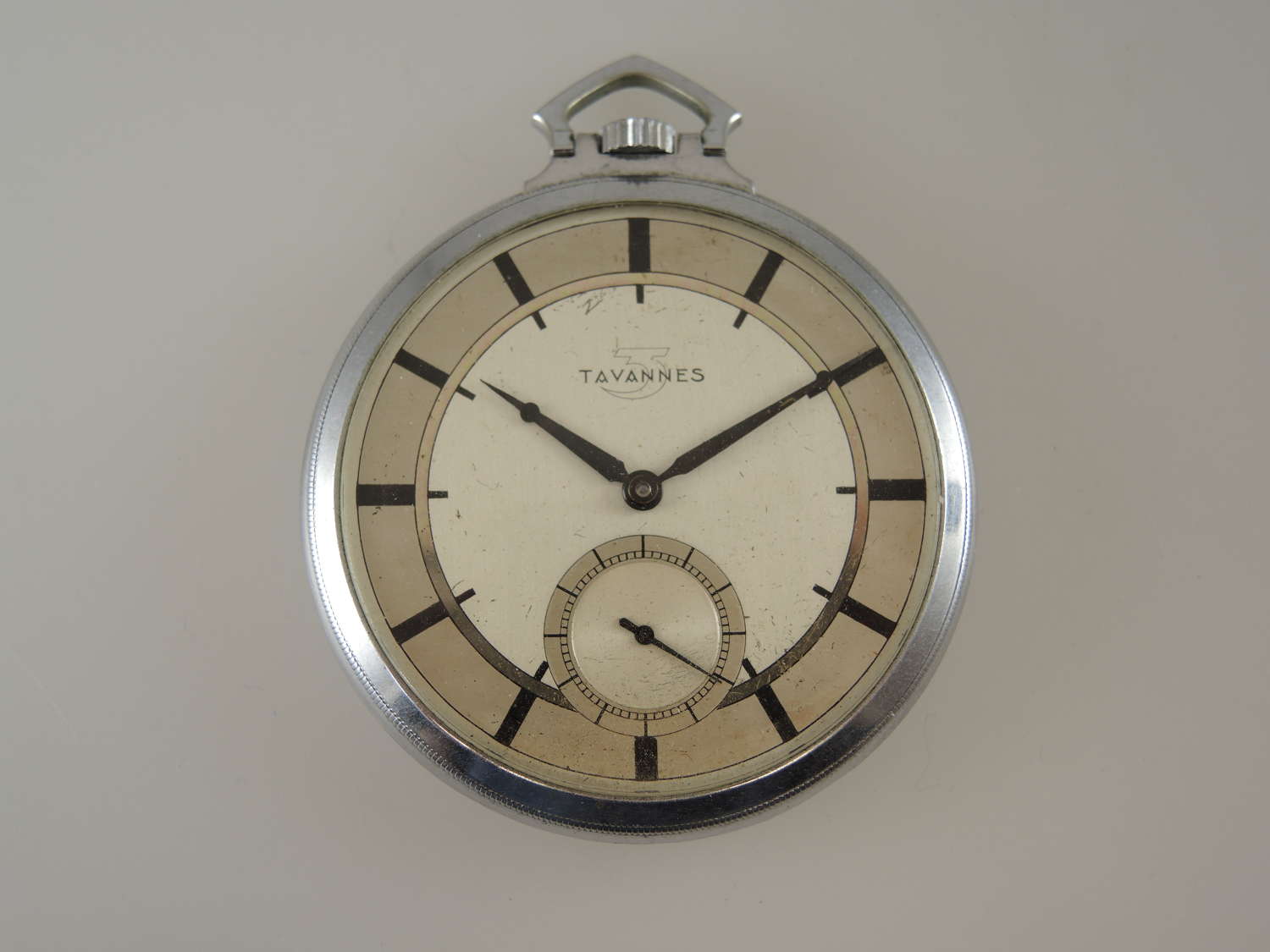 Stylish Art Deco pocket watch by Tavannes c1935