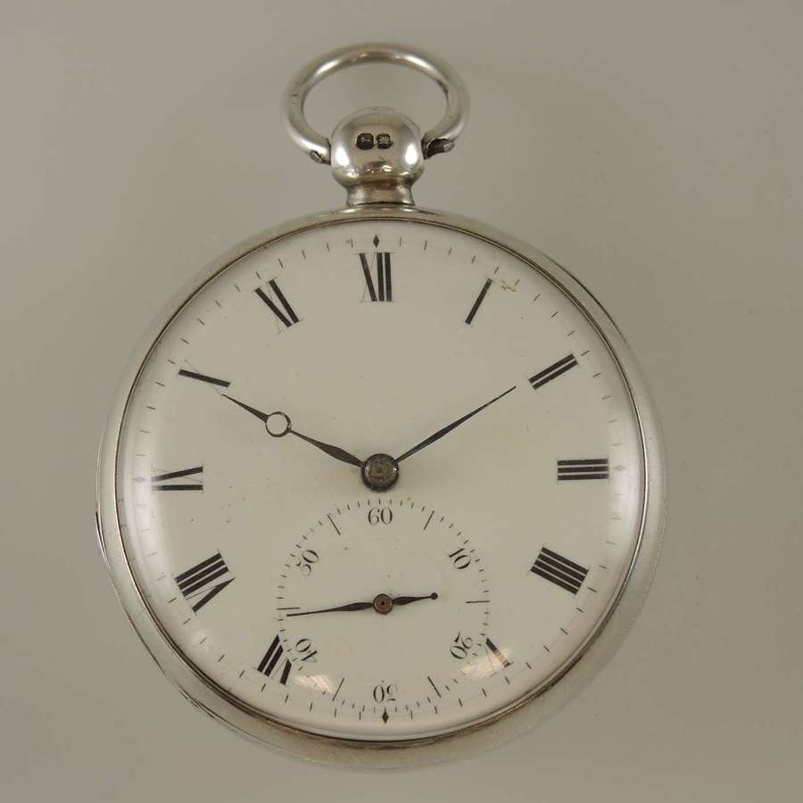 English silver rack lever fusee pocket watch by Molyneaux, London 1849
