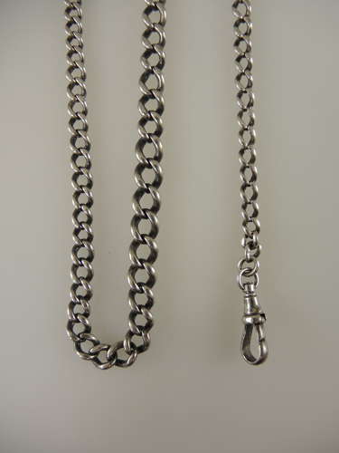 Victorian English silver pocket watch chain 1897