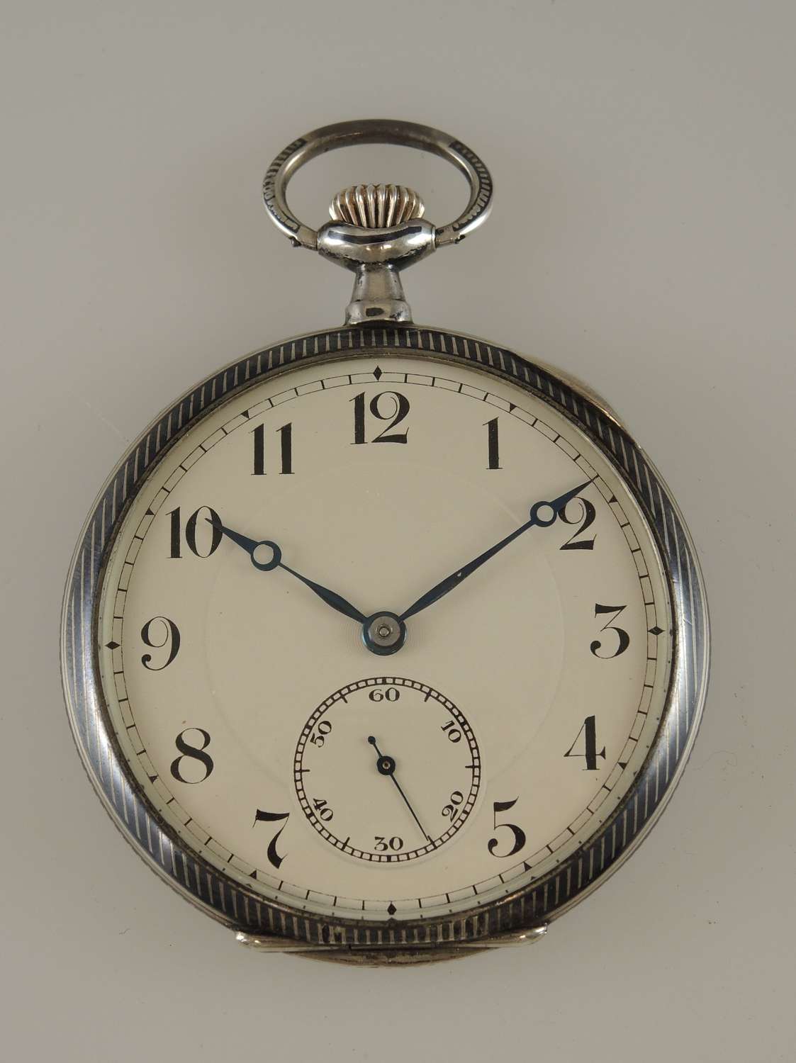Silver and niello enamel pocket watch by Tavannes c1920