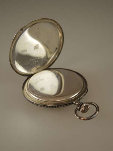 Silver and niello enamel pocket watch by Tavannes c1920