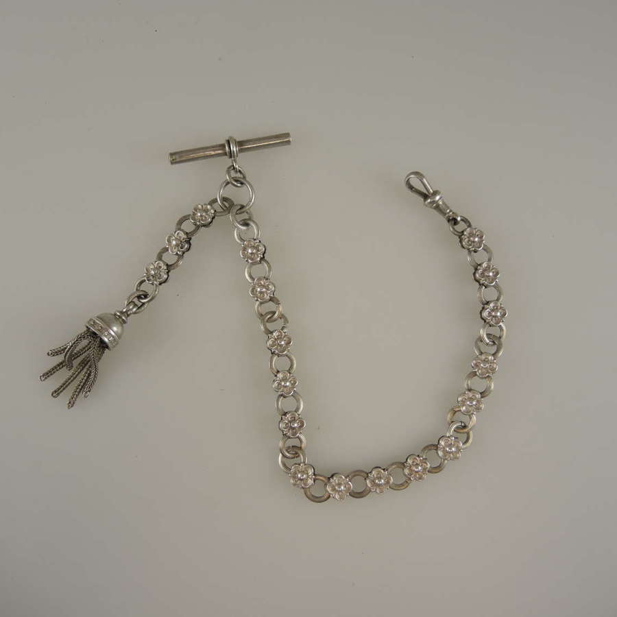 Victorian silver Albertina fancy watch chain c1890