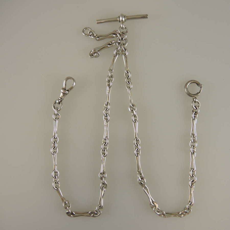Victorian English silver double watch chain c1899