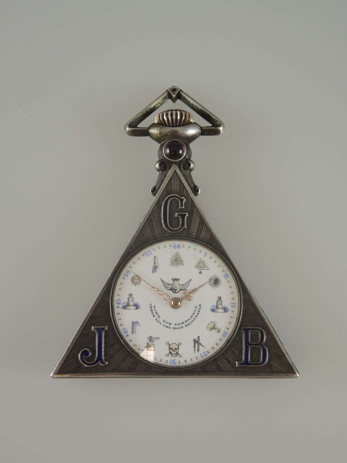 Original and rare silver and enamel Masonic pocket watch c1910