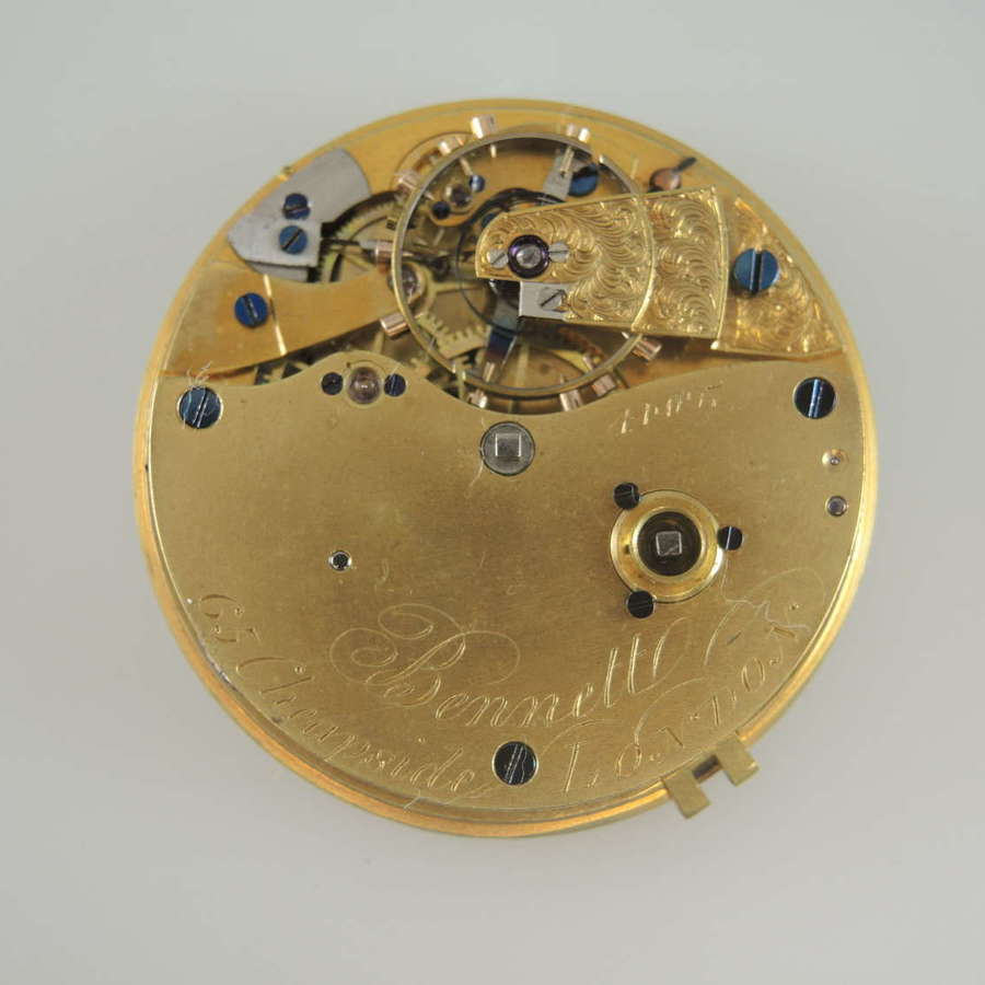 Spring detent chronometer pocket watch movement by Bennett c1880