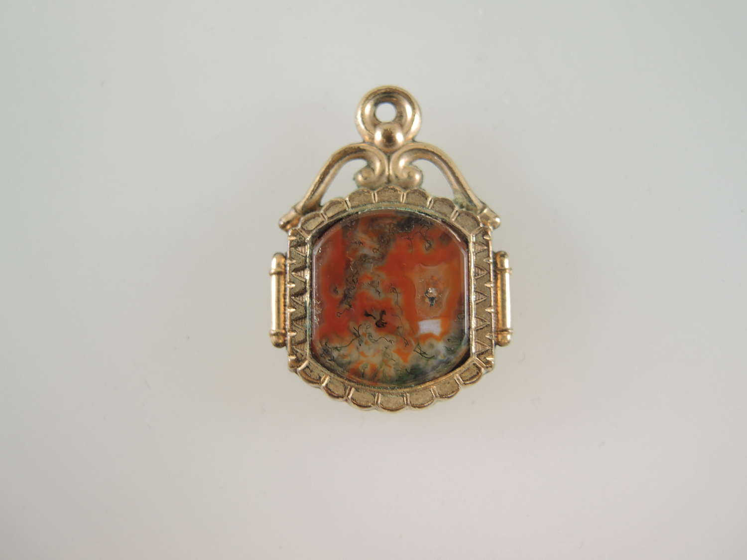 Victorian gilt metal and agate Fob c1890