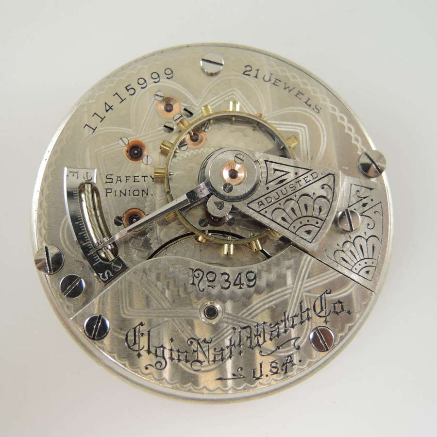18 size 21 Jewel Elgin 349 pocket watch movement c1905
