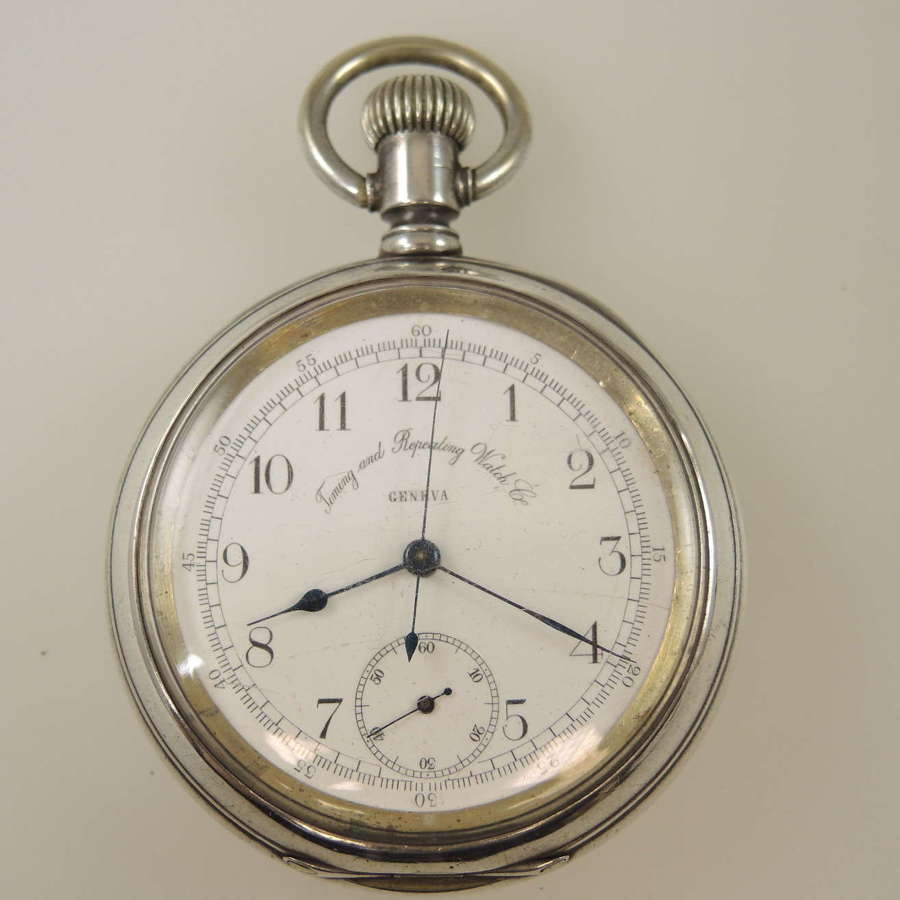 Silver Chronograph pocket watch. Timing & Repeating Watch Co c1900