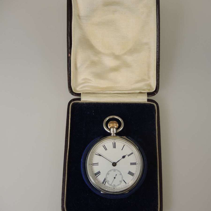 English silver antique pocket watch by Gatward, Hitchin c1889