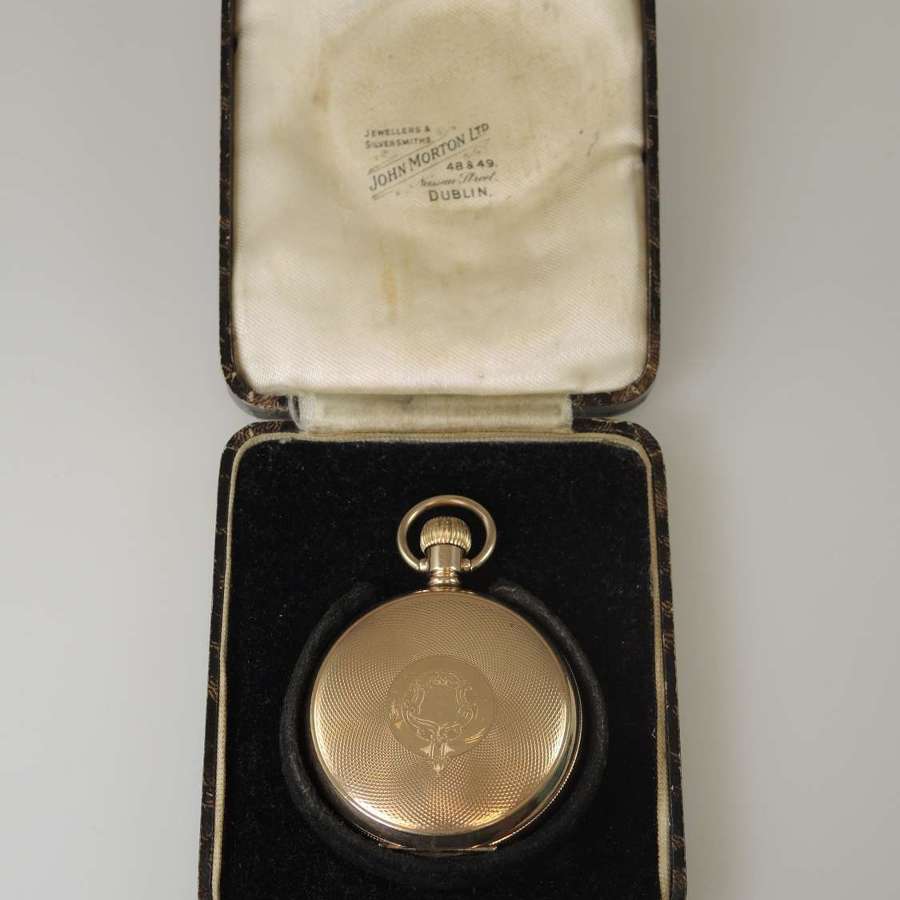 MINT gold plated full hunter pocket watch by Elgin 1929