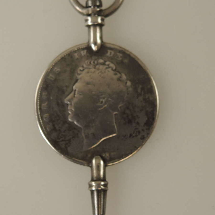 George IV Silver coin pocket watch key c1830