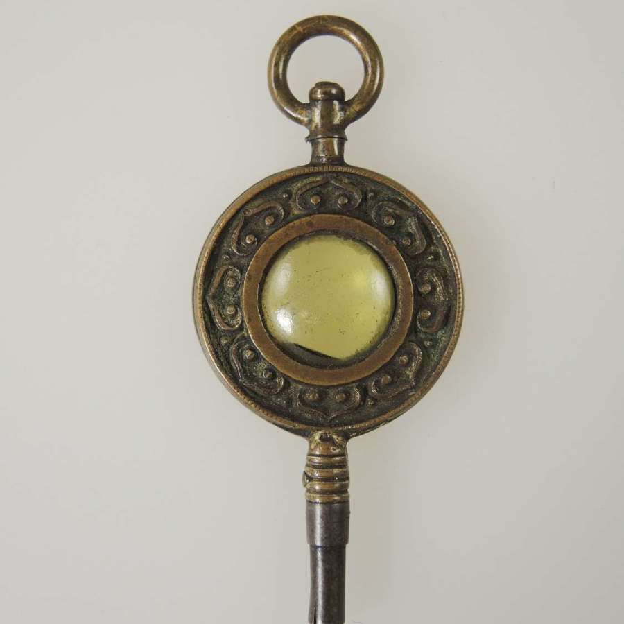 Victorian glass set pocket watch key c1850