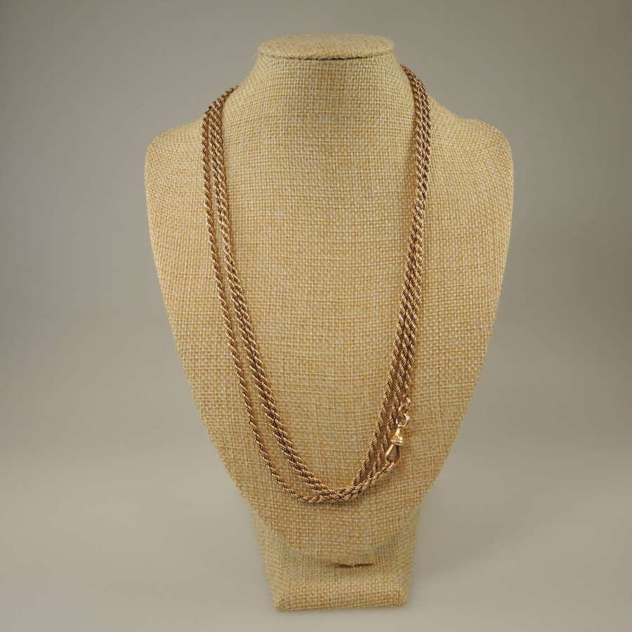 Top quality Victorian 15K gold longuard necklace c1890