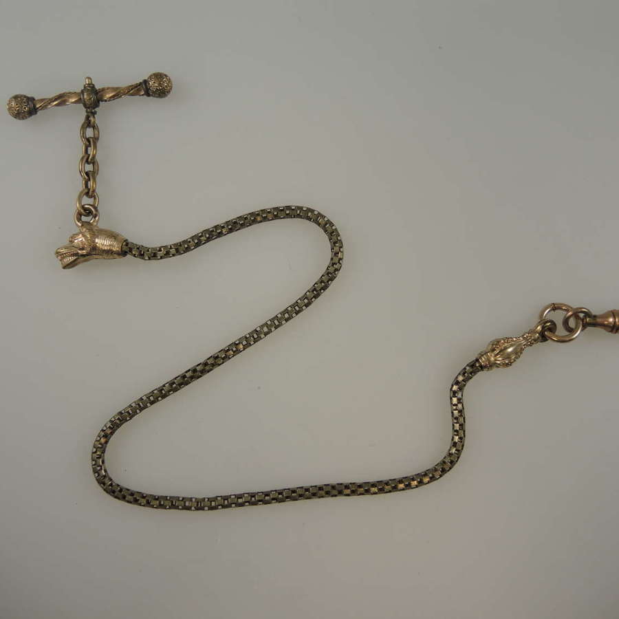 Antique pocket watch chain with a Chinese dragon motif c1890