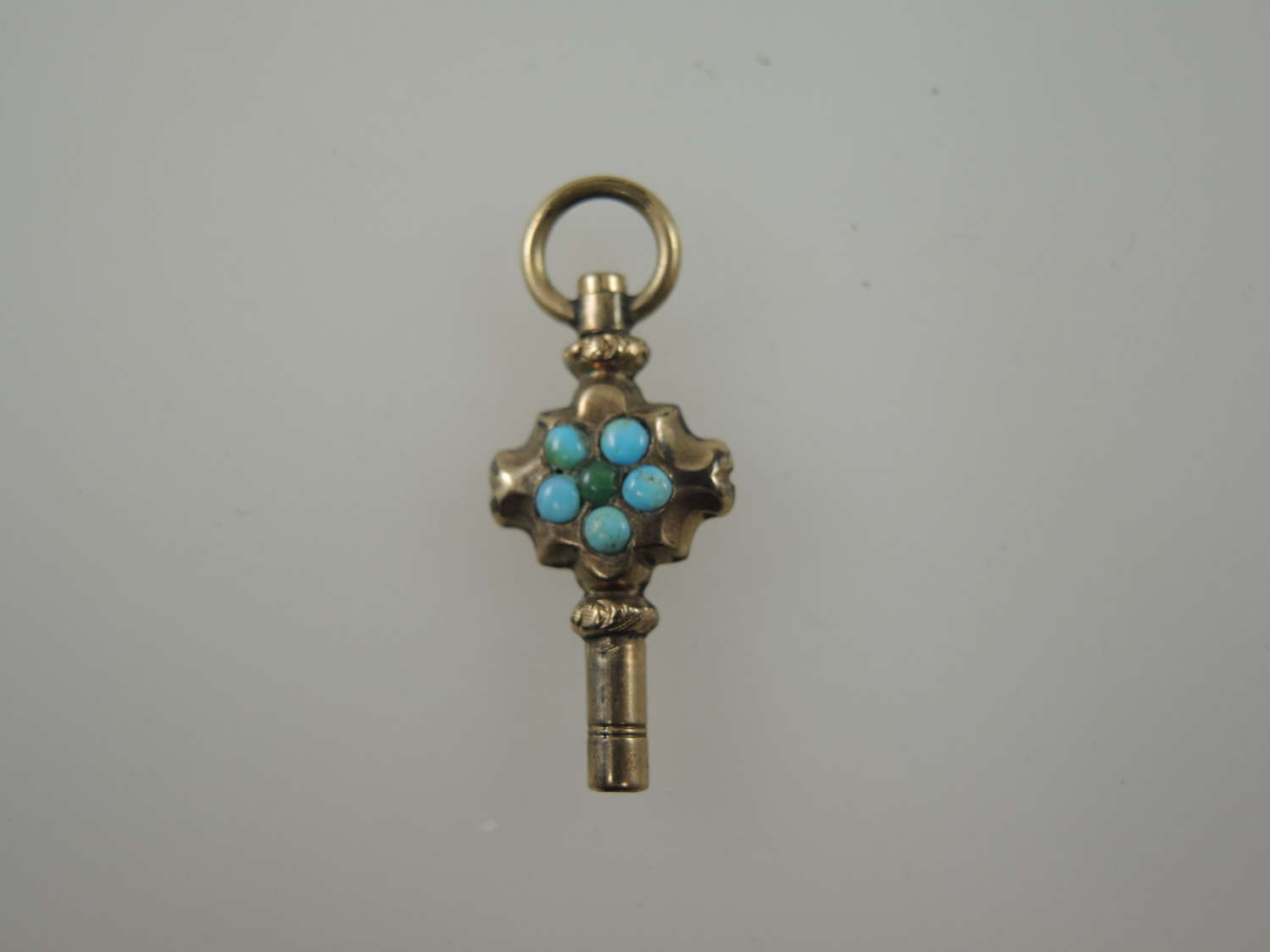 Gilt and turquoise set pocket watch key c1850
