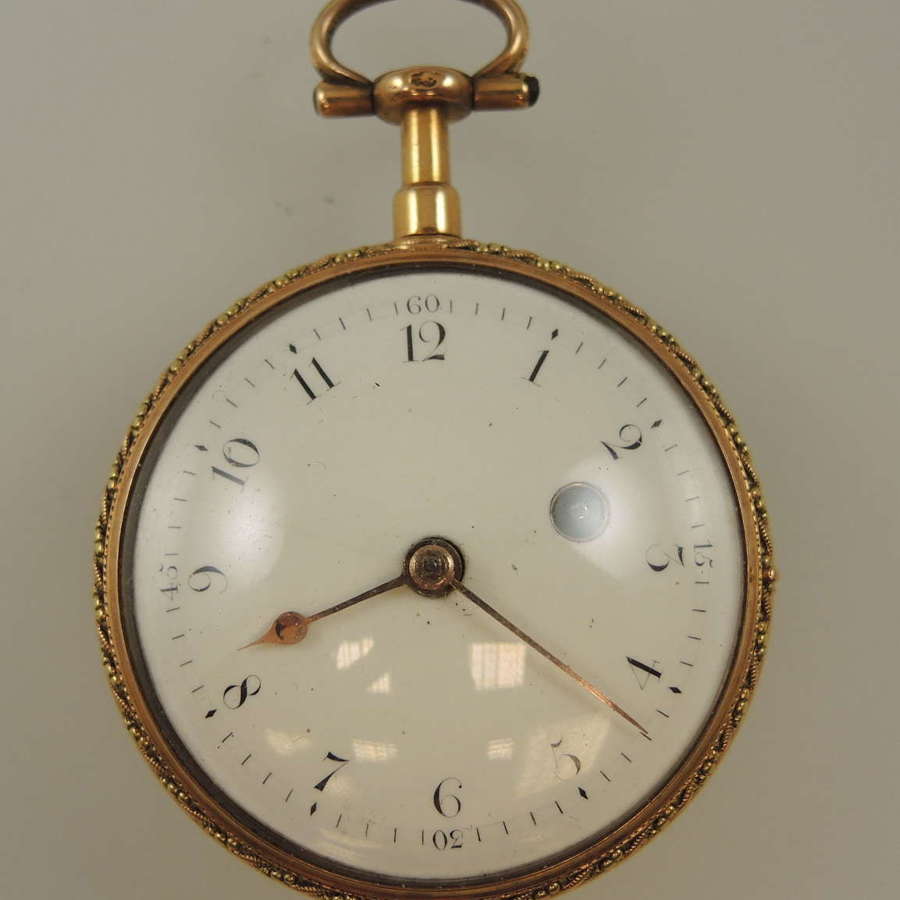 Solid 18K two colour gold verge fusee pocket watch by Courieult c1793