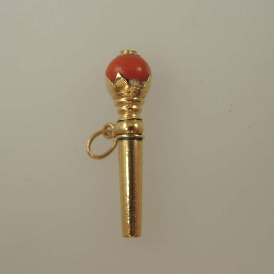 Fine Gold and Coral pocket watch key c1810