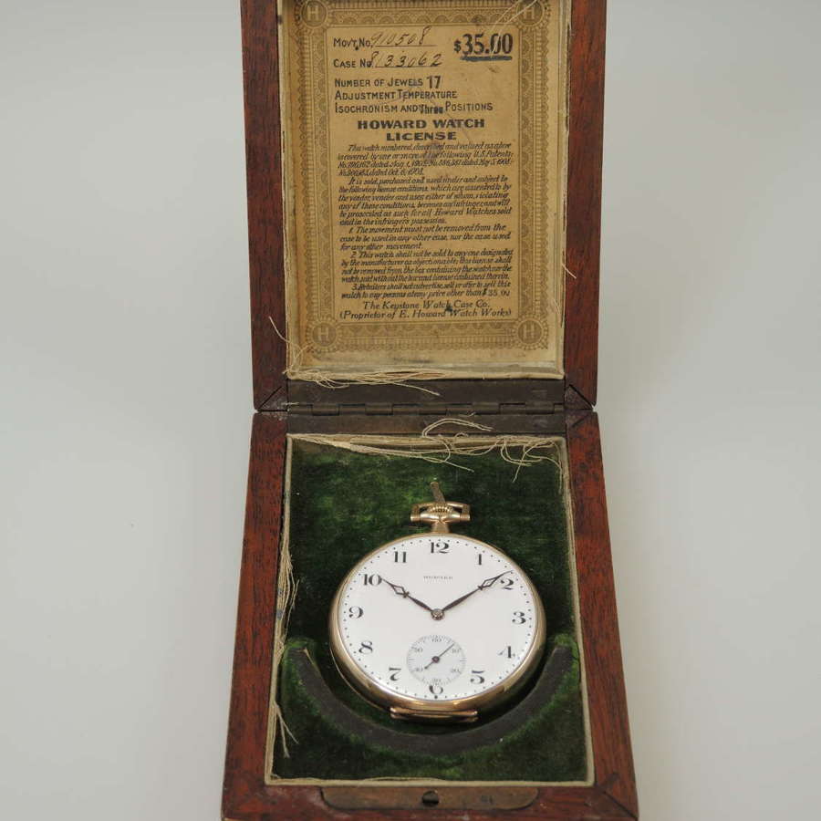 17J E. Howard Watch Co pocket watch with box c1915