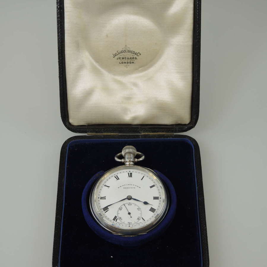 English Silver 23 Jewel Pocket Watch by Bravington c1925