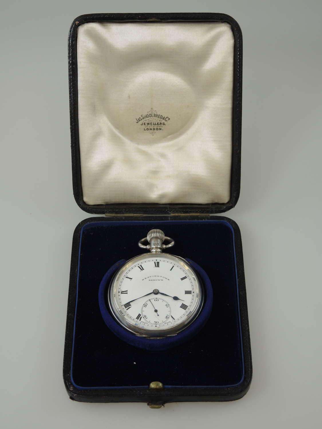 English Silver 23 Jewel Pocket Watch by Bravington c1925