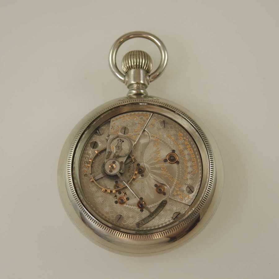 18 size 19 Jewel Hamilton 944 pocket watch in a display case c1908