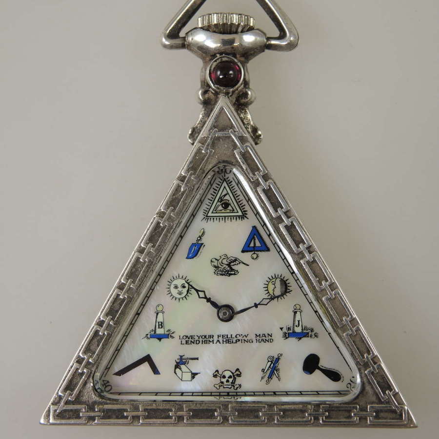 Original silver triangular MASONIC pocket watch c1920