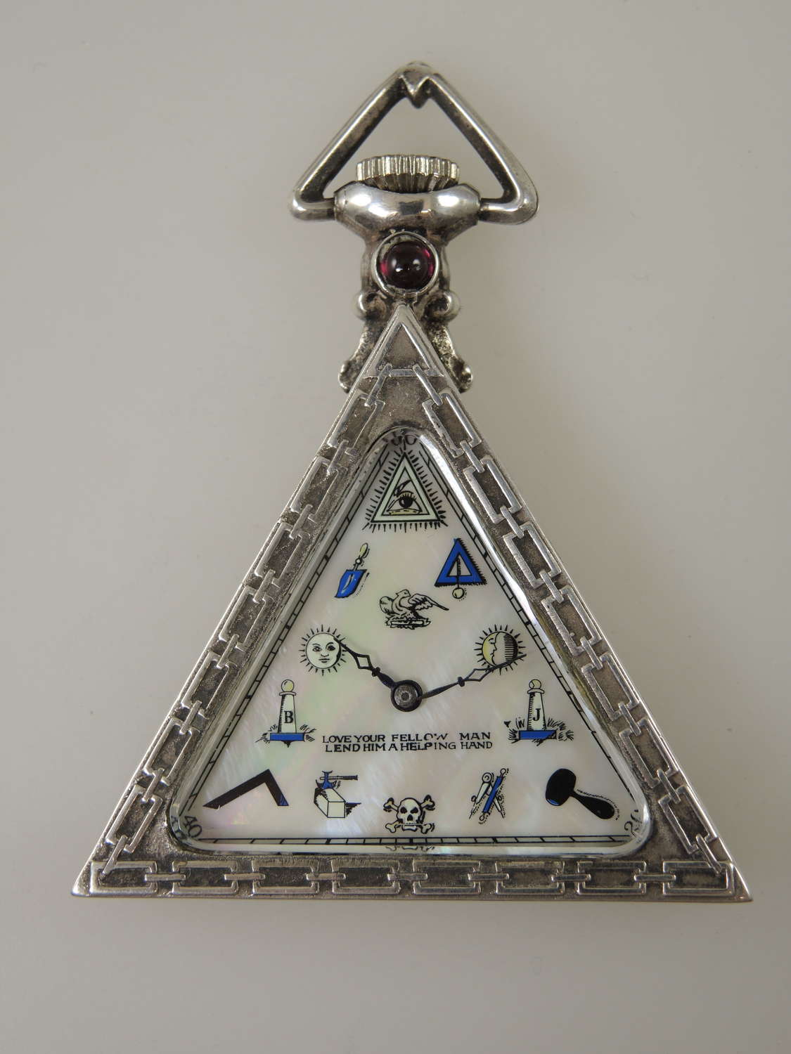 Original silver triangular MASONIC pocket watch c1920