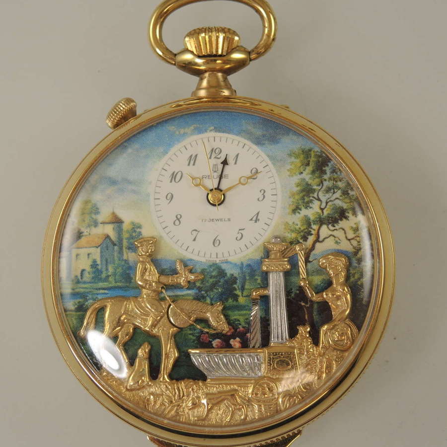 Vintage musical automata pocket watch by Reuge