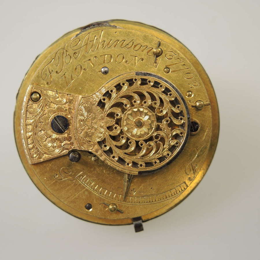Verge fusee pocket watch movement by Athinson, London c1810