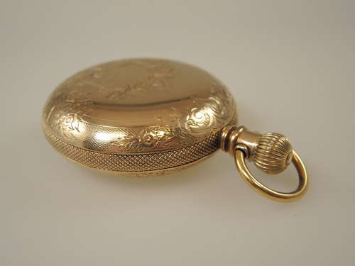 Rare gold plated Victorian hunter pocket watch by Peoria c1890