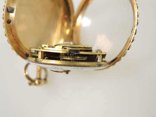 Beautiful 18K gold verge with enamel en grisaille By Gide, Paris c1790